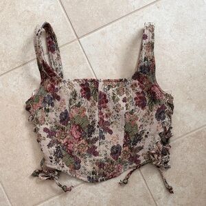 Altar'd State Multicolor Floral Lace-Up Corset Crop Top